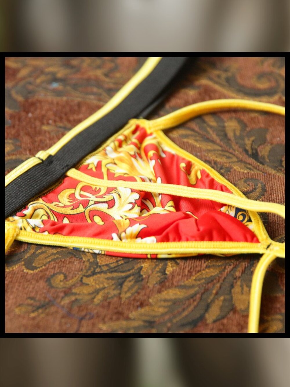 Mens Orange Ornate Thong Jockstrap Handmade - Picture 5 of 5